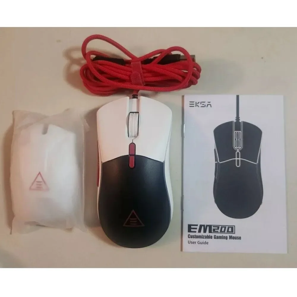 EKSA EM200 Customizable Gaming Mouse...1200 DPI...2 Covers (black & white) *NIB*